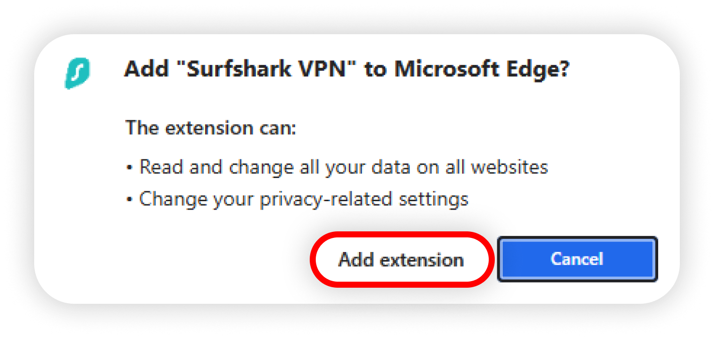 Surfshark Edge Extension 安裝及使用教學:登入、連線及換地區(2026) 2 按 Get 安裝 Surfshark Edge Extension