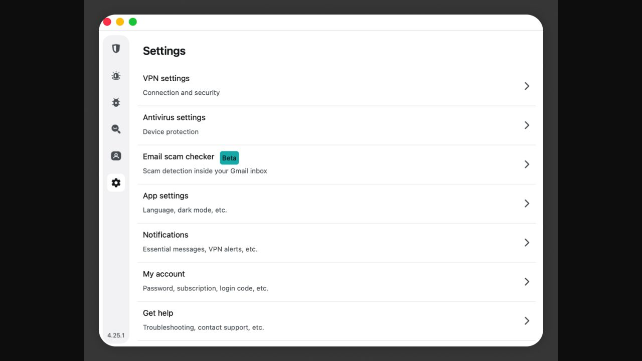 Surfshark Mac 使用教學:登入、連線及換伺服器(2026) 5 Surfshark Mac Settings 設定主頁真實截圖