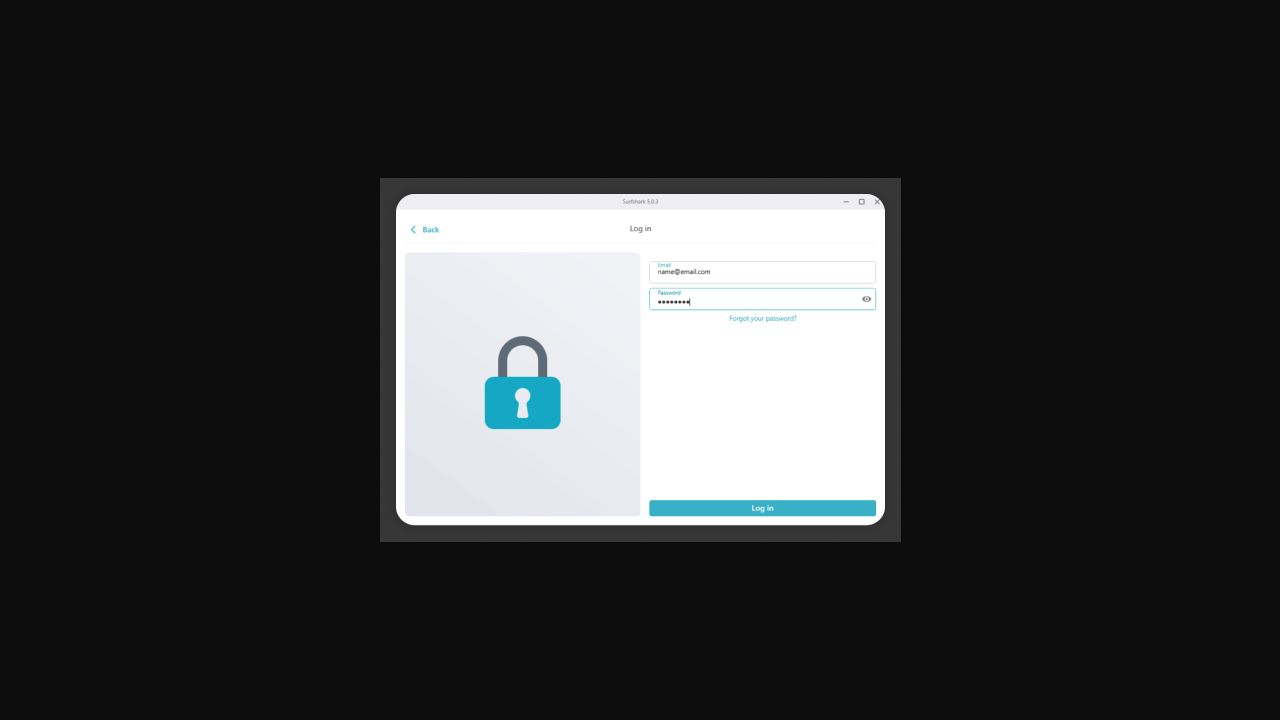 Surfshark Windows App 電郵登入畫面