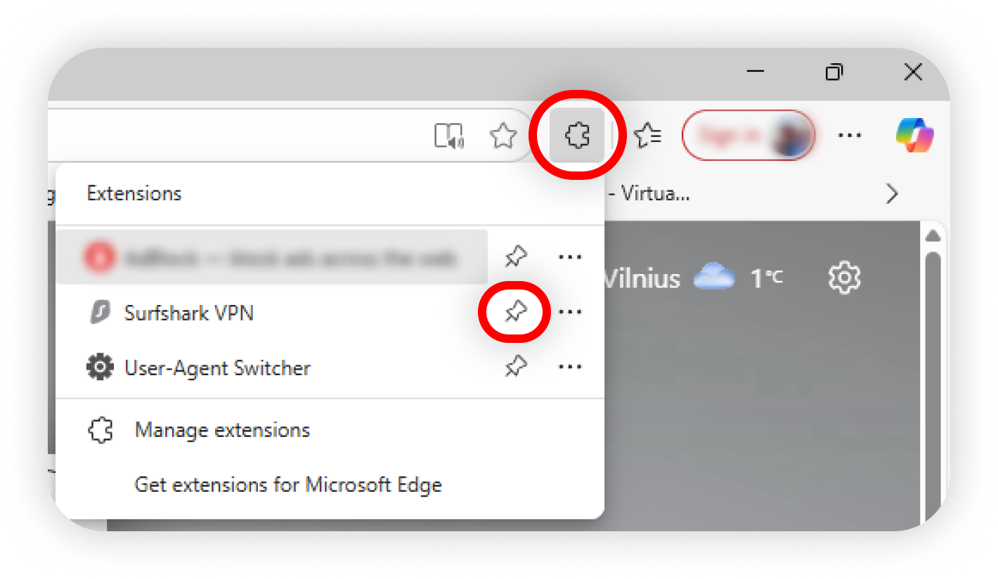 Surfshark Edge Extension 安裝及使用教學:登入、連線及換地區(2026) 3 按 Add extension 確認安裝