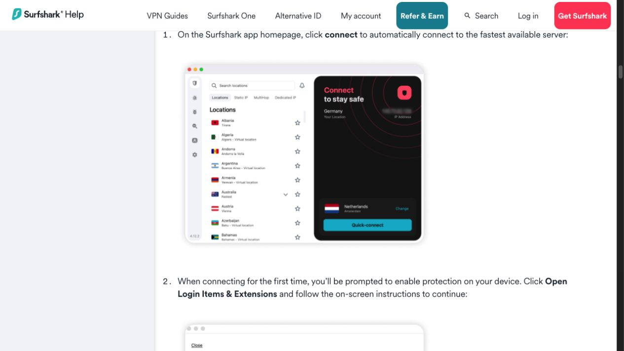 Surfshark Mac 下載安裝教學:macOS 完整步驟(2026) 4 Surfshark Mac App Connect 及首次連線步驟真實截圖