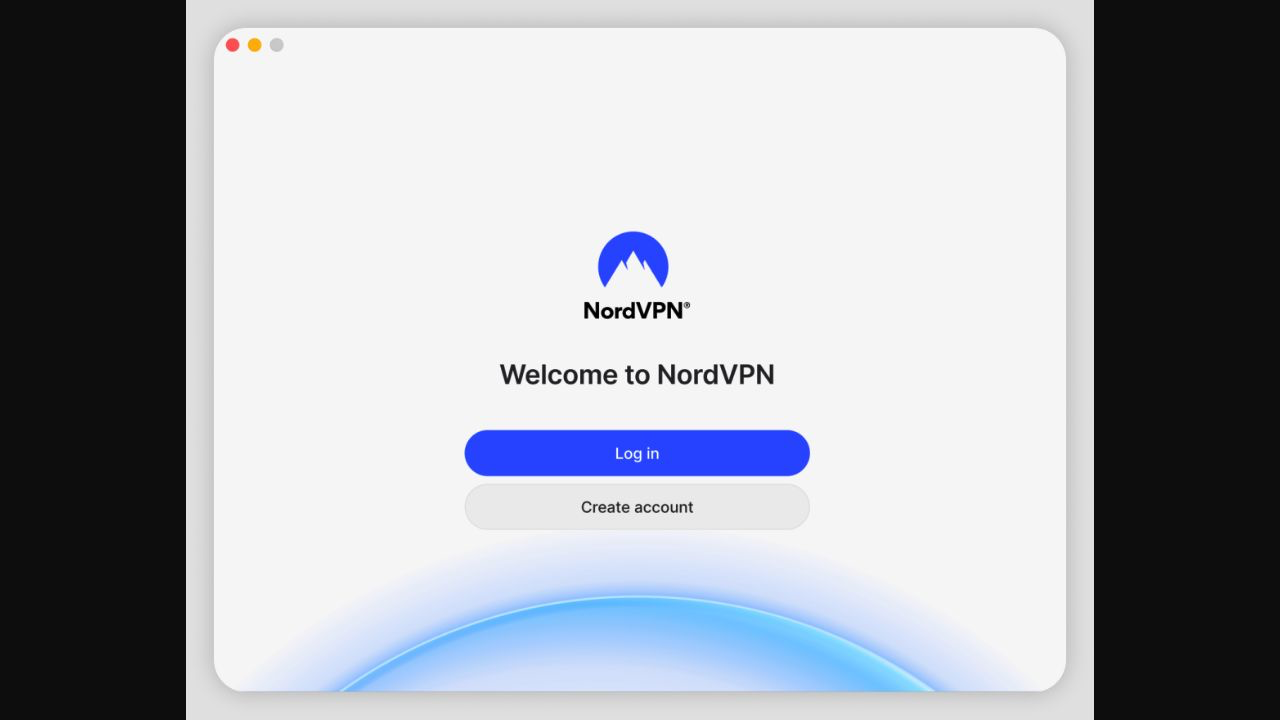 NordVPN Mac 下載安裝教學:macOS 新手完整步驟 3 NordVPN Mac 安裝後歡迎畫面的 Log in 按鈕