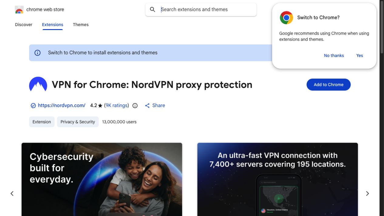 NordVPN Chrome 擴充功能官方 Chrome Web Store 頁