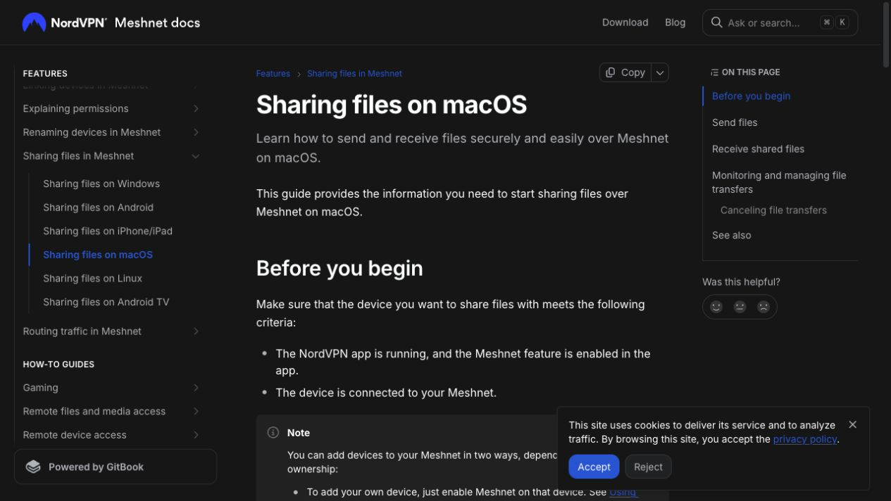 NordVPN Meshnet 傳檔教學:Mac 傳送及接收檔案 1 NordVPN Meshnet 傳檔前確認 Mac 裝置已連接
