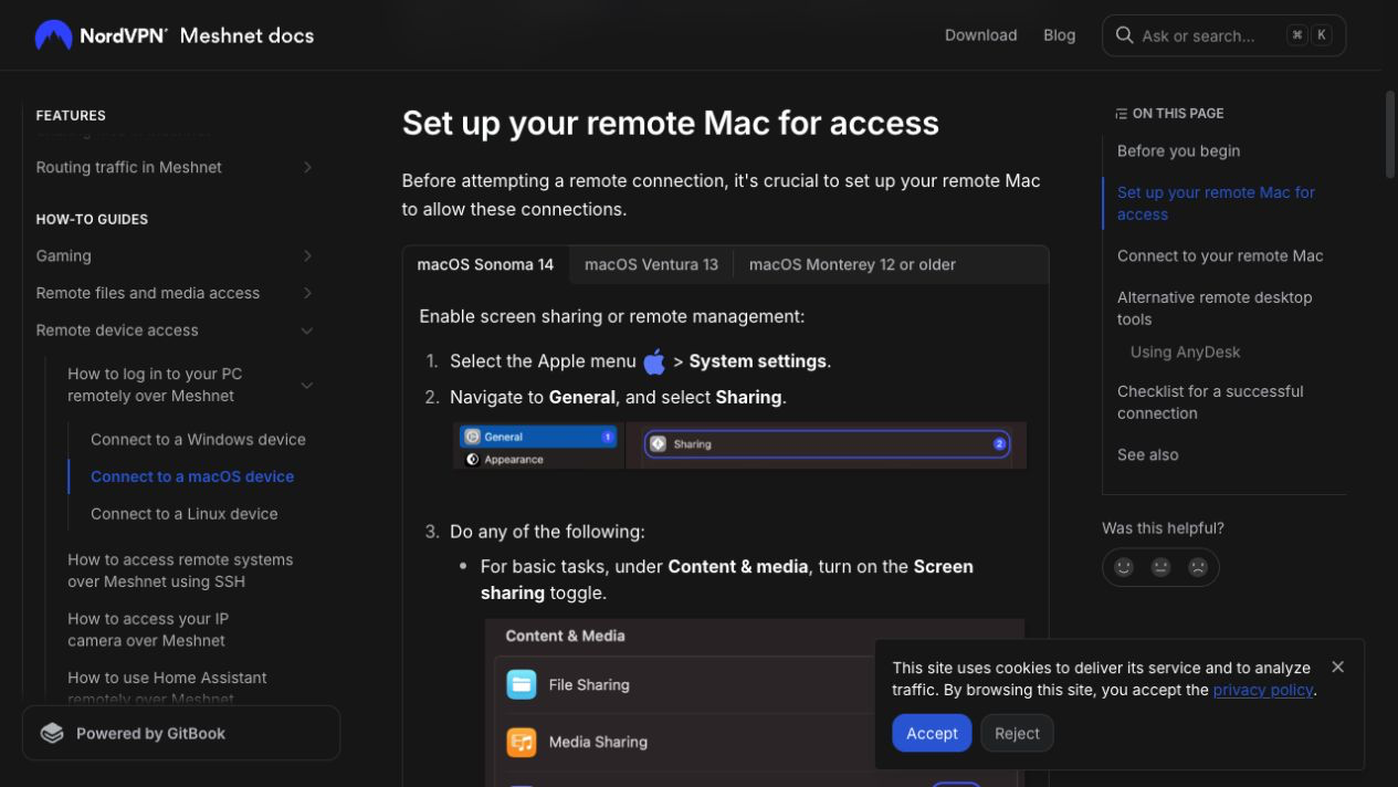 NordVPN Meshnet 遙距存取 Mac 開啟 Screen Sharing