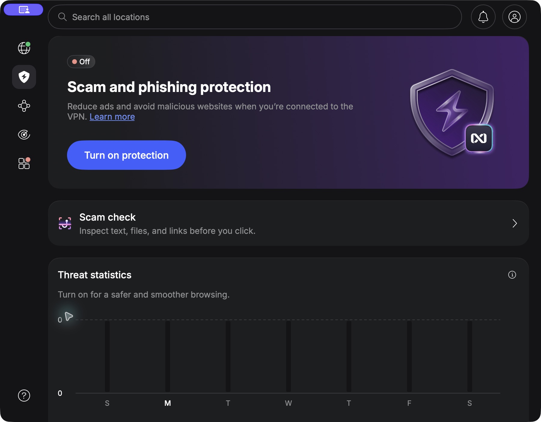 NordVPN Mac 診斷紀錄教學:Get logs 與最新檔案 2 NordVPN Mac 左側欄最底部 Help 問號入口實際截圖